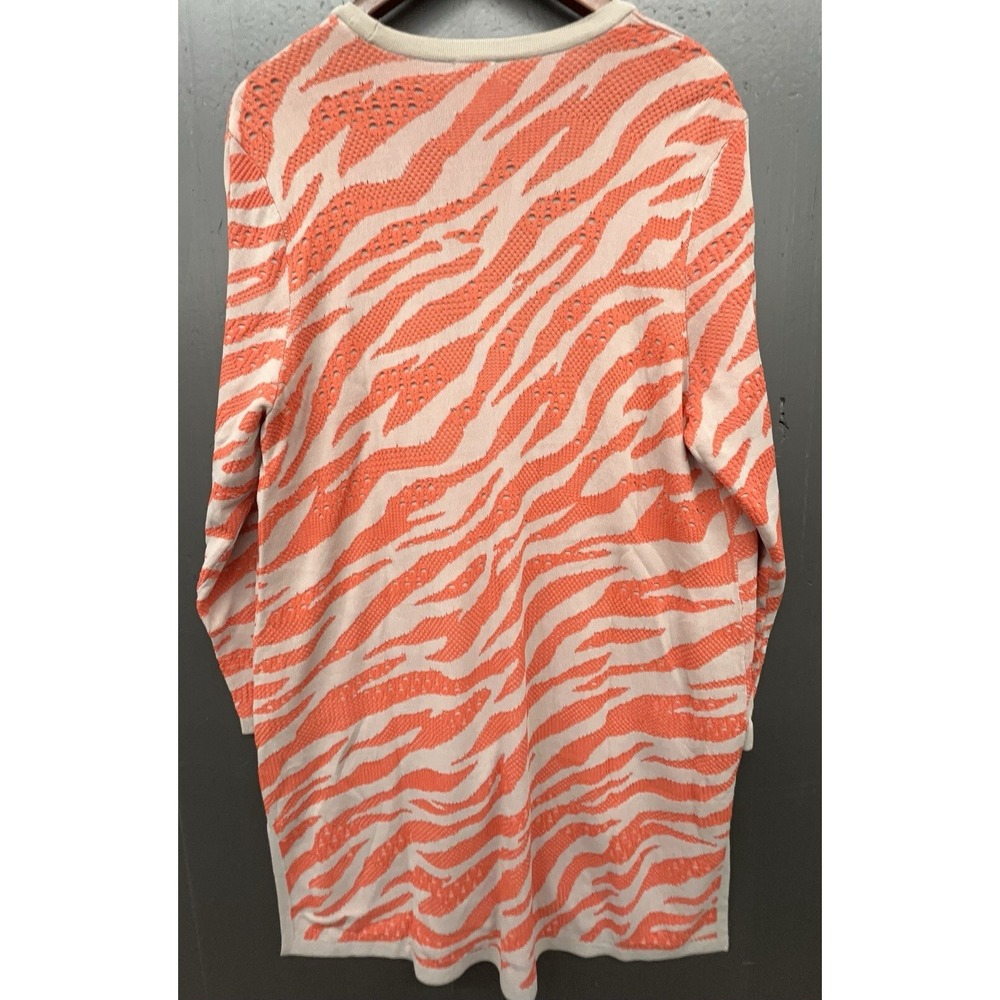 Chicos Sweater 3 US XL Orange Beige Zebra Animal Long Cardigan Stretchy Artsy - Picture 6 of 10